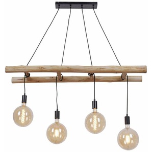 JustLight 4er Pendelleuchte Edgar schwarz-holz 120 x 30 cm E27 60 w Pendelleuchte