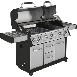 Gasgrill JUSTUS Mars Pro Grills Gr. B/H/T: 190 cm x 155 cm x 80 cm, schwarz (edelstahlfarben, schwarz) Gasgrills