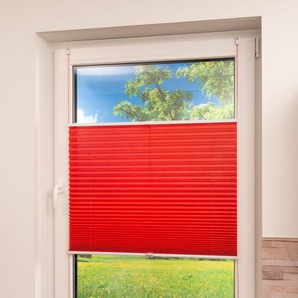 Plissee K-HOME Klemmfix Pisa Plissees Gr. 210 cm, zweiseitig verschiebbar, 60 cm, rot Kinder Kinderzimmer-Plissees Crushed-Optik