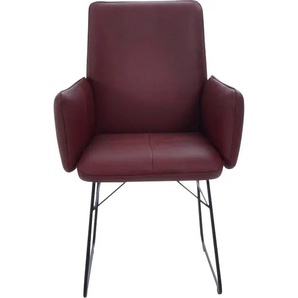 K+W Komfort & Wohnen Armlehnstuhl, 1 St., Leder CLOUD, Drahtkufengestell in Metall schwarz, Griff am Rücken, Steppung im Sitz