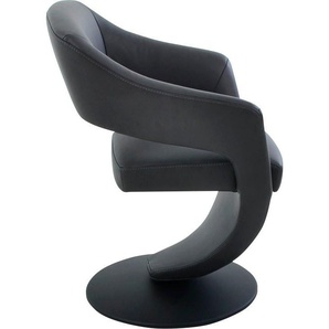 K+W Komfort & Wohnen Drehstuhl Kansas, Design Leder-Drehsessel mit hohem Sitzkomfort, Drehteller in schwarz