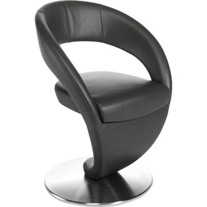 K+W Komfort & Wohnen Drehstuhl Wave, Design-Drehstuhl, Drehteller in Edelstahloptik