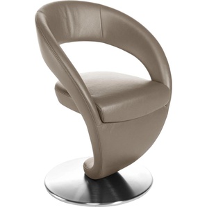 K+W Komfort & Wohnen Drehstuhl »Wave«, Leder Longlife BRONCO, Design-Drehstuhl, Drehteller in Edelstahloptik