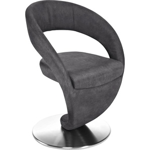 K+W Komfort & Wohnen Drehstuhl »Wave«, Microfaser 785, Design-Drehstuhl, Drehteller in Edelstahloptik