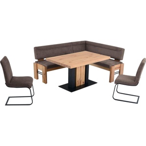 K+W Komfort & Wohnen Eckbankgruppe Floyd, (Set, 5-tlg), Stauraum-Eckbank, wahlweise rechts oder links langer Schenkel 203cm