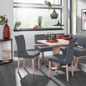 K+W Komfort & Wohnen Eckbankgruppe Santos I, (Set), rechts/links Schenkel 157cm, zwei 4 Holzstühle und Tisch 90x90cm