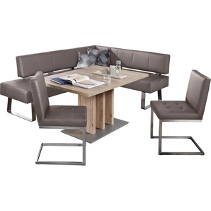 K+W Komfort & Wohnen Eckbankgruppe »Spider II«, (Set, 4 tlg.), langer Schenkel 227cm, 2 Freischwinger, Auszugstisch in Breite 130 cm