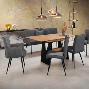 K+W Komfort & Wohnen Essgruppe »Giacomo I«, (6 tlg., Polsterbank, 2 Stühle und 2 Armlehnenstühle), 2 Stühle und Bank, 2 Armlehnenstühle Stoff 775, Tisch 160 oder 180 cm