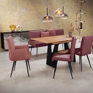 K+W Komfort & Wohnen Essgruppe »Giacomo I«, (6 tlg., Polsterbank, 2 Stühle und 2 Armlehnenstühle), 2 Stühle und Bank, 2 Armlehnenstühle Stoff 775, Tisch 160 oder 180 cm