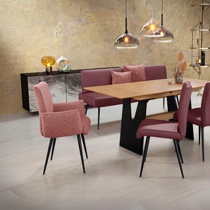 K+W Komfort & Wohnen Essgruppe »Giacomo I«, (6 tlg., Polsterbank, 2 Stühle und 2 Armlehnenstühle), 2 Stühle und Bank, 2 Armlehnenstühle Stoff 775, Tisch 160 oder 180 cm