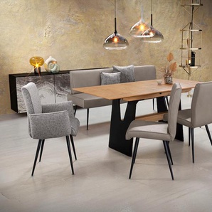 K+W Komfort & Wohnen Essgruppe »Giacomo I«, (6 tlg., Polsterbank, 2 Stühle und 2 Armlehnenstühle), 2 Stühle und Bank, 2 Armlehnenstühle Stoff 775, Tisch 160 oder 180 cm