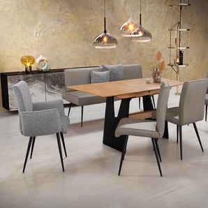 K+W Komfort & Wohnen Essgruppe »Giacomo I«, (6 tlg., Polsterbank, 2 Stühle und 2 Armlehnenstühle), 2 Stühle und Bank, 2 Armlehnenstühle Stoff 775, Tisch 160 oder 180 cm