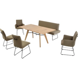 K+W Komfort & Wohnen Essgruppe Giacomo IV, (6-tlg), Polsterbank in 2 Größen, 2 Kufenstühle, 2 Armlehnenstühle und 1 Tisch