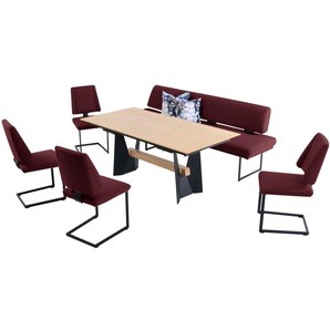 K+W Komfort & Wohnen Essgruppe »Longbeach«, (6 tlg.), Essgruppe in Spitzkissenoptik mit 4 Freischwingern, Gestell in Metall