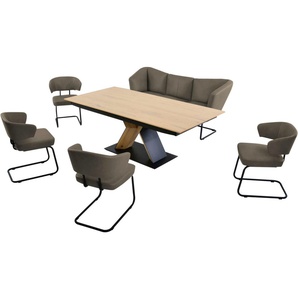 K+W Komfort & Wohnen Essgruppe »Mikkado Tube«, (6 tlg.), 4 Freischwinger und ein Funktionsesstisch