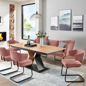 K+W Komfort & Wohnen Essgruppe »Mikkado Tube«, (6 tlg.), 4 Freischwinger und ein Funktionsesstisch