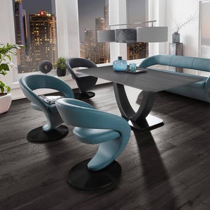 K+W Komfort & Wohnen Essgruppe Wave, (Set, 6-tlg), Design-Solobank mit 4 Drehstühlen in zwei Farben und Tisch in 180x90cm