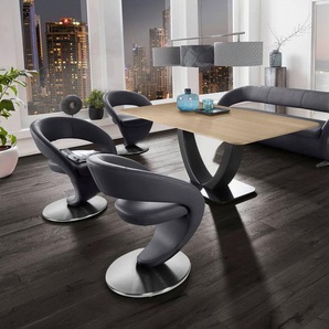 K+W Komfort & Wohnen Essgruppe Wave, (Set), Design-Solobank mit 4 Design-Drehstühlen und Tisch in 180x90cm