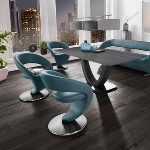 K+W Komfort & Wohnen Essgruppe Wave, (Set), Design-Solobank mit 4 Design-Drehstühlen und Tisch in 180x90cm