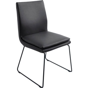 K+W Komfort & Wohnen Esszimmerstuhl Creso, mit Sitzkissen und Rundrohrkufe in Metall schwarz Struktur
