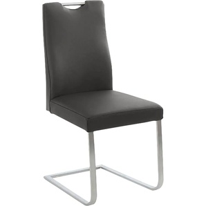 Freischwinger K+W KOMFORT & WOHNEN 6194 Stühle Gr. B/H/T: 47 cm x 100 cm x 61 cm, Leder Longlife BRONCO, Edelstahl, braun (schoko 78, edelstahlfarbig) Freischwinger mit praktischem Griff oben am Rücken, Gestell aus Edelstahl