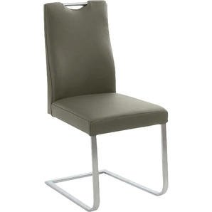 Freischwinger K+W KOMFORT & WOHNEN 6194 Stühle Gr. B/H/T: 47 cm x 100 cm x 61 cm, Leder Longlife BRONCO, Edelstahl, blau (topas 54, edelstahlfarbig) Freischwinger mit praktischem Griff oben am Rücken, Gestell aus Edelstahl