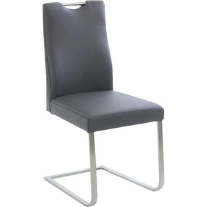 Freischwinger K+W KOMFORT & WOHNEN 6194 Stühle Gr. B/H/T: 47 cm x 100 cm x 61 cm, Leder Longlife BRONCO, Edelstahl, silberfarben (zinn 88, edelstahlfarbig) Freischwinger mit praktischem Griff oben am Rücken, Gestell aus Edelstahl