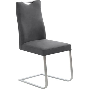 Freischwinger K+W KOMFORT & WOHNEN 6194 Stühle Gr. B/H/T: 47 cm x 100 cm x 61 cm, Microfaser 785, Edelstahl, grau (anthrazit 88, edelstahlfarbig) Freischwinger mit praktischem Griff oben am Rücken, Gestell aus Edelstahl