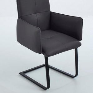 K+W Komfort & Wohnen Freischwinger 6502, Freischwinger mit Armlehnen, Flachstahlkufe in schwarz
