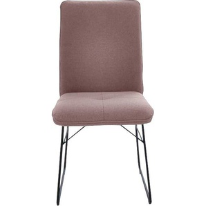 K+W Komfort & Wohnen Kufenstuhl, 1 St., Flachgewebe Q2 2250, Drahtgestell in Metall schwarz, Griff am Rücken, Steppung im Sitz