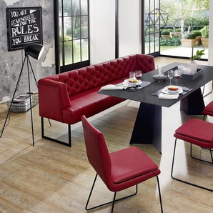 K+W Komfort & Wohnen Polsterbank Creso, im modernen Chesterfield-Look, mit schwarzen Kufenfüßen