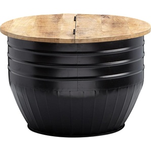 Kadima Design Couchtisch Mango Holz Metall 60x41x60 cm Industrial Style Rund, Design Wohnzimmertisch mit Stauraum, Moderner Loungetisch Sofatisch Schwarz SAFWL6.324