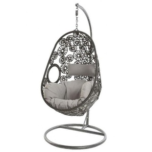 Kaemingk Hängestuhl Rhodes dunkelgrau Kunststoffgeflecht inkl. Auflage 100%Polypropylen + Gestell