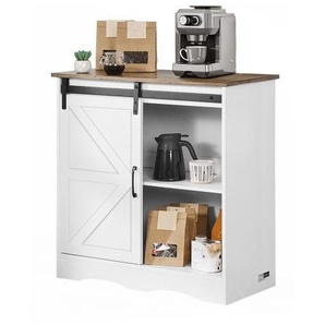 Kaffeebarschrank 80 x 35 x 80 cm Bauernhaus-Kaffeebarschrank mit 3-stufigem Stauraum, Kaffeebartisch mit Scheunentor, Sideboard-Buffetschrank für Wohnzimmer Eingangsbereich BSZSJ32YCZSB4C8PVV0