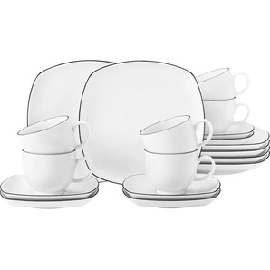 Kaffeeservice SELTMANN WEIDEN Geschirr-Set, Service Lido Geschirr-Sets Gr. 18 tlg., schwarz-weiß (weiß, schwarz) Geschirr-Sets für 6 Personen 18 Teile,