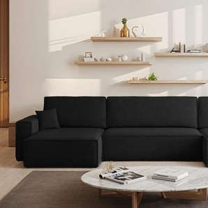 Kaiser Möbel Ecksofa mit schlaffunktion und bettkasten, Eckcouch BEST U XL stoff Verita Schwarz