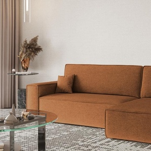 Kaiser Möbel Ecksofa mit schlaffunktion und bettkasten, Ecksofa L-Form, Eckcouch L-Form BEST stoff NEVE Rechts Kupfer