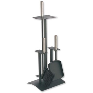 Kaminbesteck Edelstahl und anthrazit 3-tlg modernes Design