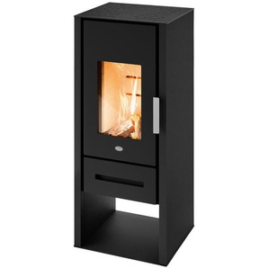 Kaminofen, Schwarz, Metall, 45x109.2x46.8 cm, Made in Italy, Holzfach, Aschebehälter, raumluftunabhängig, Freizeit, Heizen & Kühlen, Elektrokamine