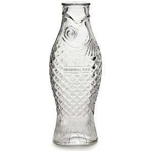 Karaffe Fish & Fish Serax Glas klar weiß, Designer Paola Navone, 29x10.5x7.5 cm