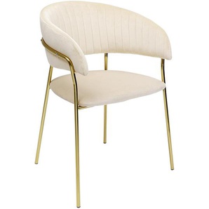 Kare-Design Armlehnstuhl , Creme , Textil , Rundrohr , 57x77.5x54 cm , Stoffauswahl , Esszimmer, Stühle, Armlehnenstühle