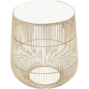 Kare-Design Beistelltisch, Weiß, Messing, Metall, rund, 32x35 cm, Wohnzimmer, Wohnzimmertische, Beistelltische, Beistelltische Metall