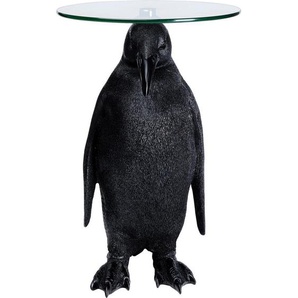 Kare-Design Beistelltisch, Schwarz, Kunststoff, Glas, Pinguin, rund, A-Form, 32x49x32 cm, Wohnzimmer, Wohnzimmertische, Beistelltische,
