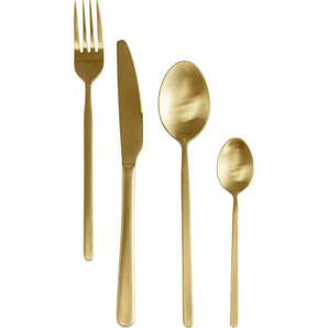 Kare-Design Besteckset, Gold, Metall, 16-teilig, 20x6x26 cm, Essen & Trinken, Besteck, Besteck-Sets