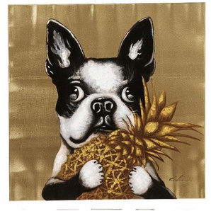 Kare-Design Bild, Schwarz, Weiß, Gold, Holz, Textil, Tanne, quadratisch, 80x80x3.5 cm, Bilder