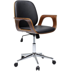 Kare-Design Drehstuhl , Schwarz, Nussbaum , Holz, Textil , Nussbaum , furniert, Schichtholz , Drehkreuz , 66.5x101x56 cm , Arbeitszimmer, Bürostühle, Drehstühle