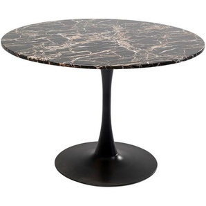 Kare-Design Esstisch, Braun, Grau, Schwarz, Holzwerkstoff, Kiefer, rund, Säule, Bodenplatte, 110x72x110 cm, Variantenauswahl, Esszimmer, Tische,