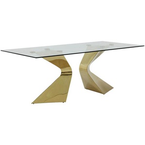 Kare-Design Esstisch, Gold, Metall, rechteckig, C-Form, 100x75 cm, Esszimmer, Tische, Esstische
