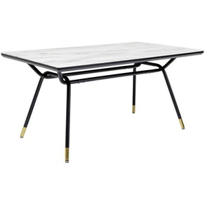 Kare-Design Esstisch, Grau, Schwarz, Weiß, Messing, Metall, Glas, rechteckig, 90x75 cm, Esszimmer, Tische, Esstische, Glastische