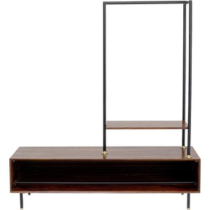 Kare-Design Garderobe, Braun, Schwarz, Gold, Holz, Metall, Sheesham, massiv, 160x174.5x45 cm, Garderobe, Garderoben-Sets